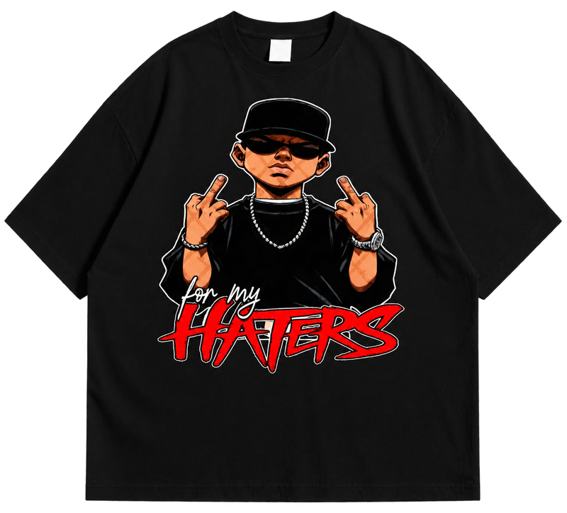 Haters Graphic Drop Shoulder T-Shirt – Black Oversized Streetwear Tee