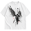Angel Wing Graphic Drop Shoulder T-Shirt – White Oversized Streetwear Tee