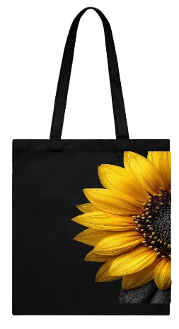Sunflower Bloom Black Tote Bag