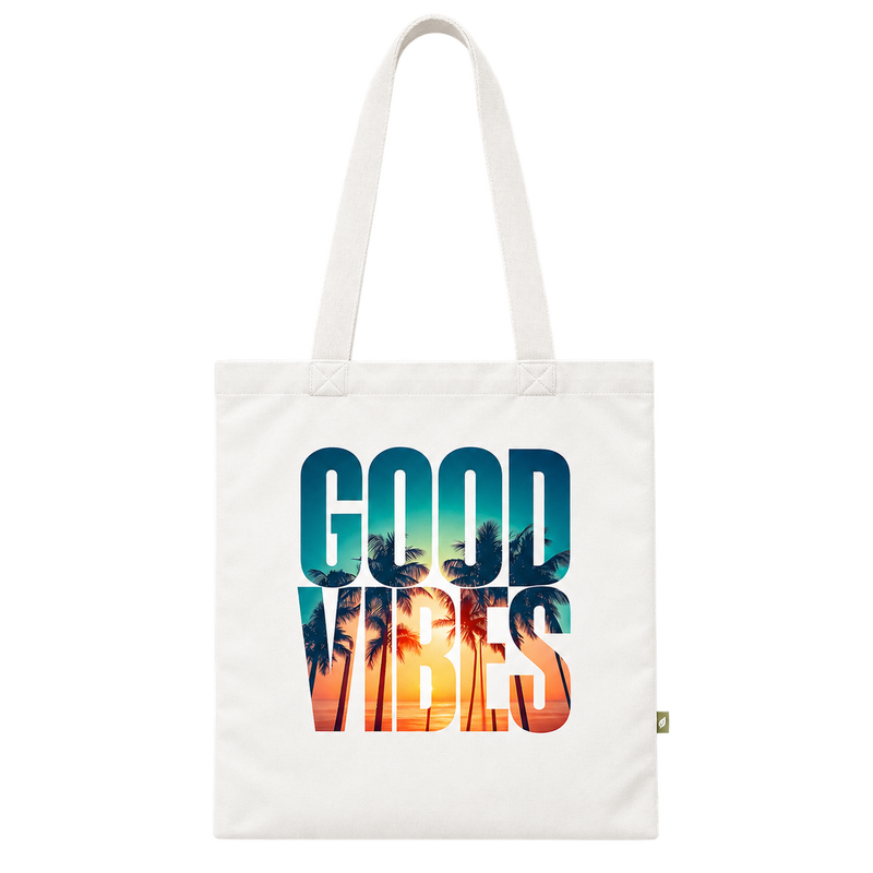 Good Vibes Tropical Sunset Tote Bag