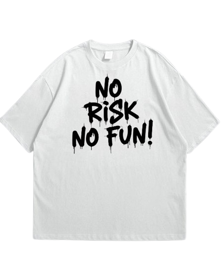 No Risk No Fun Graffiti Graphic Drop Shoulder-Shirt