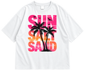 Sun Sand Graphic Drop Shoulder T-Shirt – White Oversized Streetwear Tee