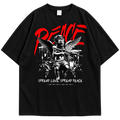 Peace Angel Graphic Drop Shoulder T-Shirt – Black Oversized Streetwear Tee