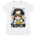 Thinkin Cute Cartoon Girl Graphic T-Shirt