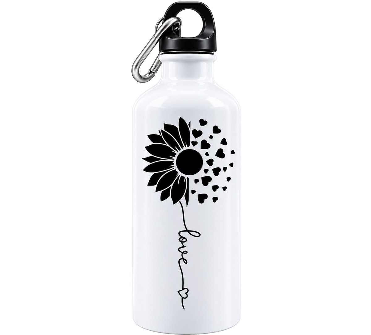 Sunflower Love Hearts Laser Engraved Water Bottle