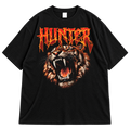 Hunter Tiger Graphic Drop Shoulder T-Shirt – Black Oversized Streetwear Tee