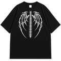 Skeleton Wings Oversized Graphic Drop Shoulder Shirt