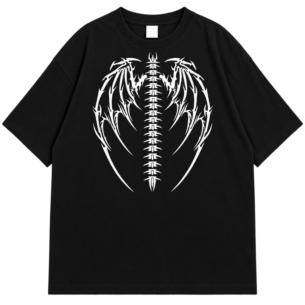 Skeleton Wings Oversized Graphic Drop Shoulder Shirt