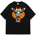 Giraffe Graphic Drop Shoulder T-Shirt – Black Oversized Streetwear Tee