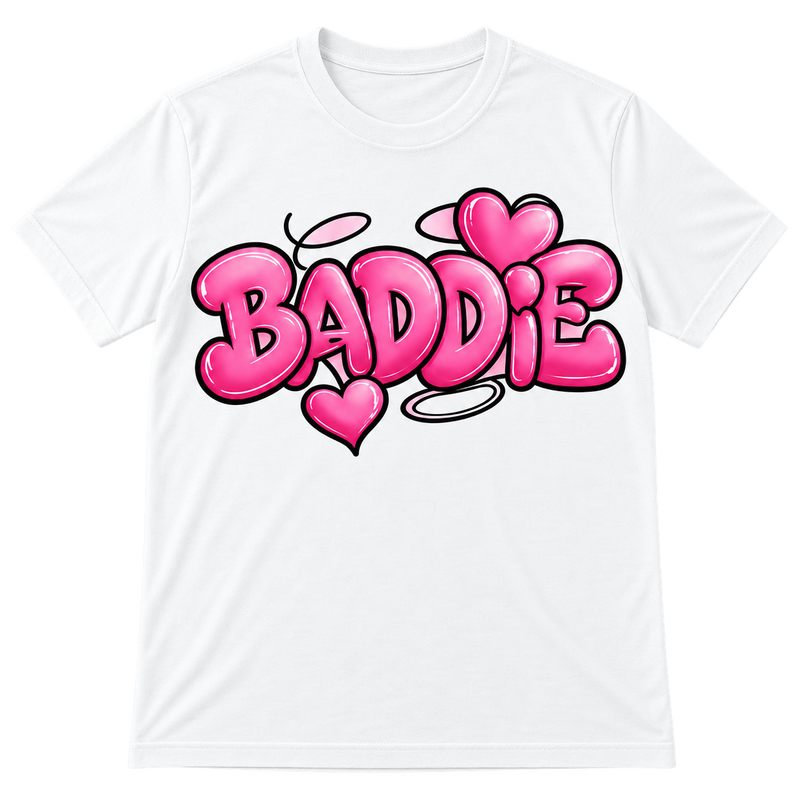 Baddie Pink Heart Graphic T-Shirt for Girls