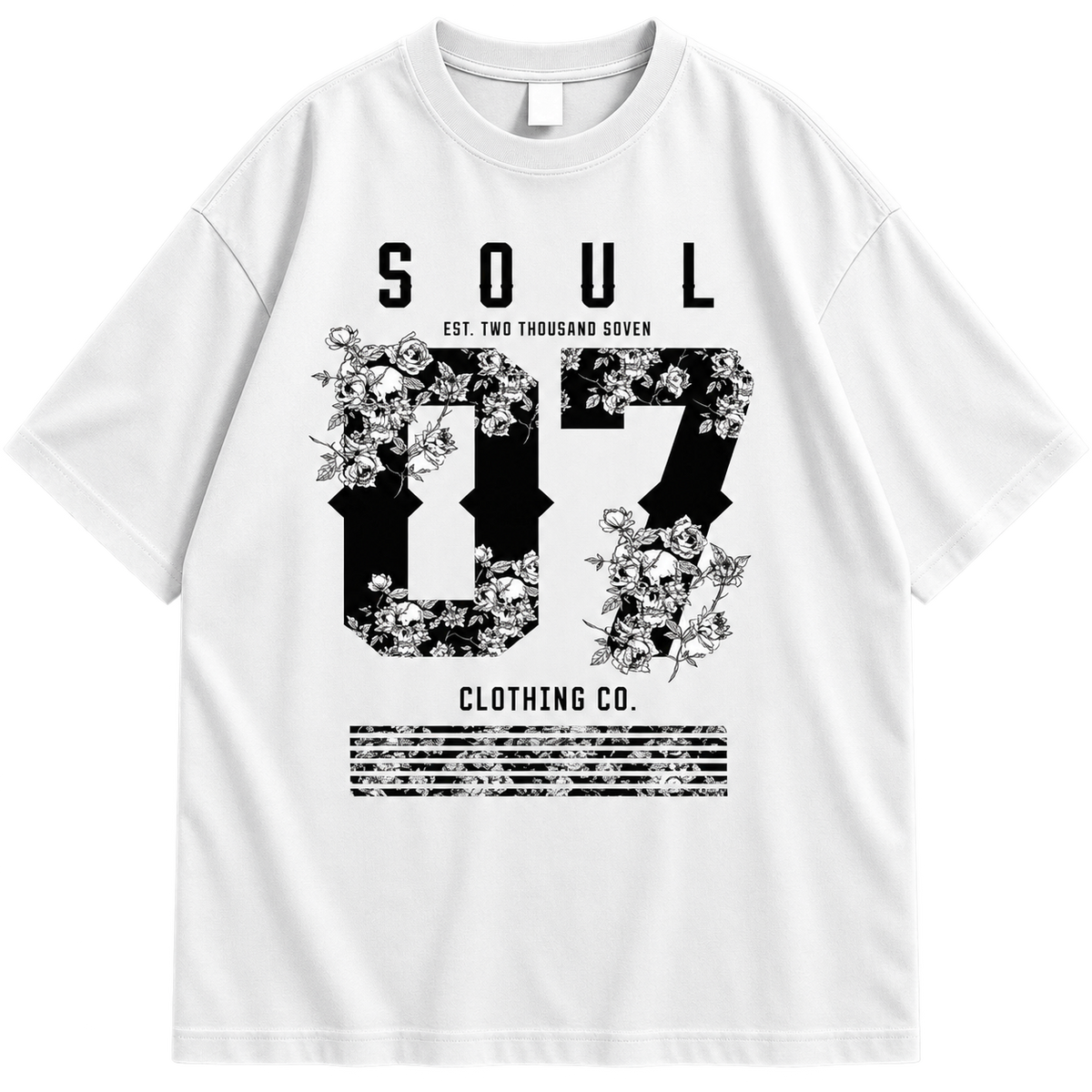 Soul 17 Graphic Drop Shoulder T-Shirt – White Oversized Streetwear Tee
