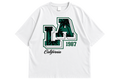 LA California 1987 Graphic Drop Shoulder T-Shirt – White Oversized Streetwear Tee