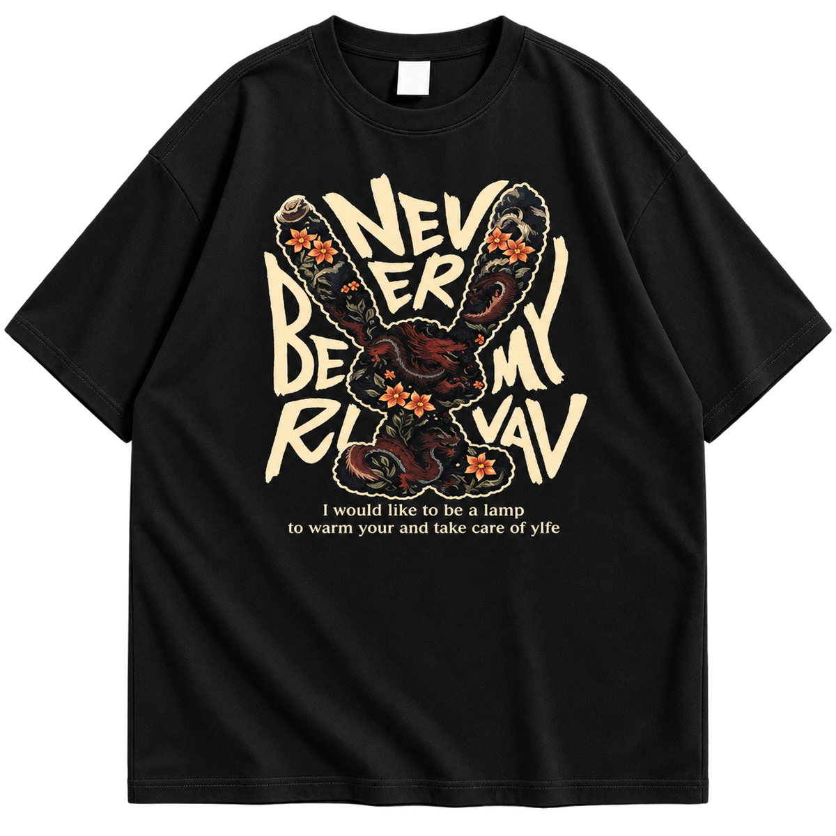 Never Be Normal Graphic Drop Shoulder T-Shirt – Black Oversized Streetwear Tee