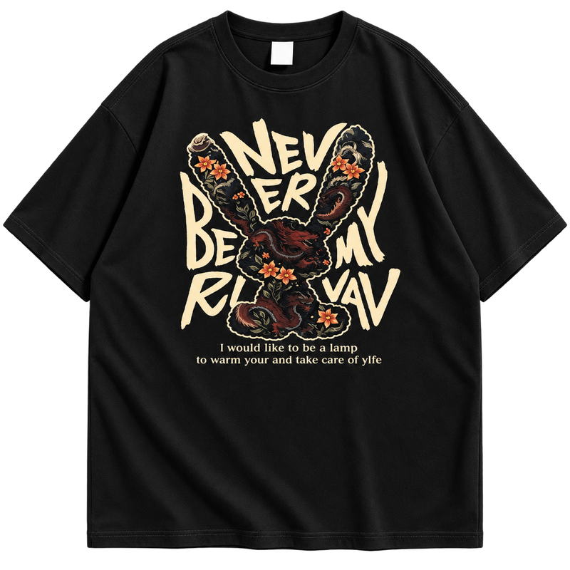 Never Be Normal Graphic Drop Shoulder T-Shirt – Black Oversized Streetwear Tee