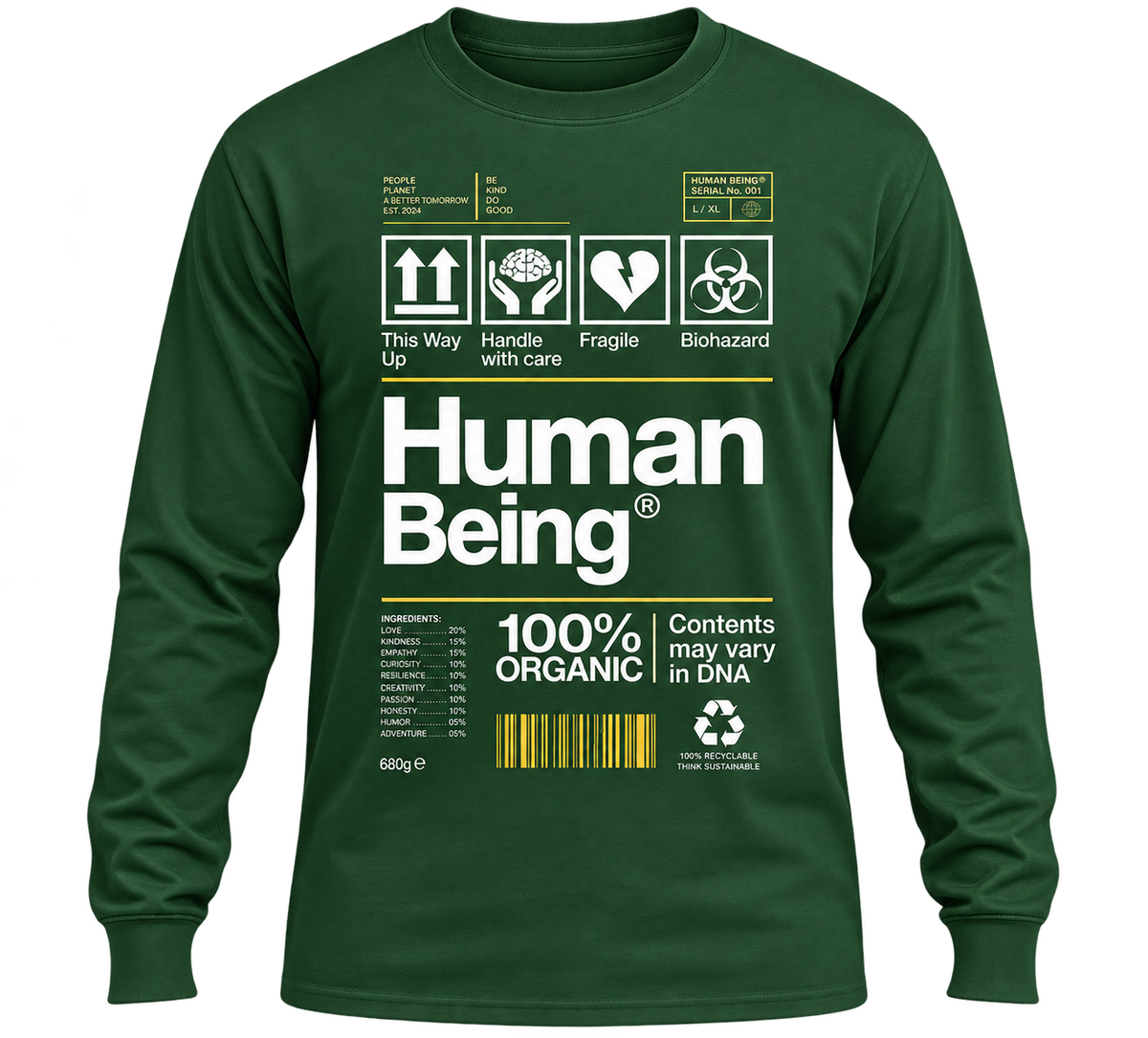 Human Being 100% Organic Long Sleeve T-Shirt