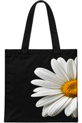 White Daisy Black Tote Bag