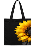 Sunflower Bloom Black Tote Bag