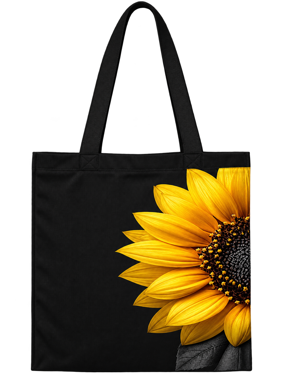 Sunflower Bloom Black Tote Bag