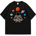 Astronaut Space Graphic Drop Shoulder T-Shirt – Black Oversized Streetwear Tee
