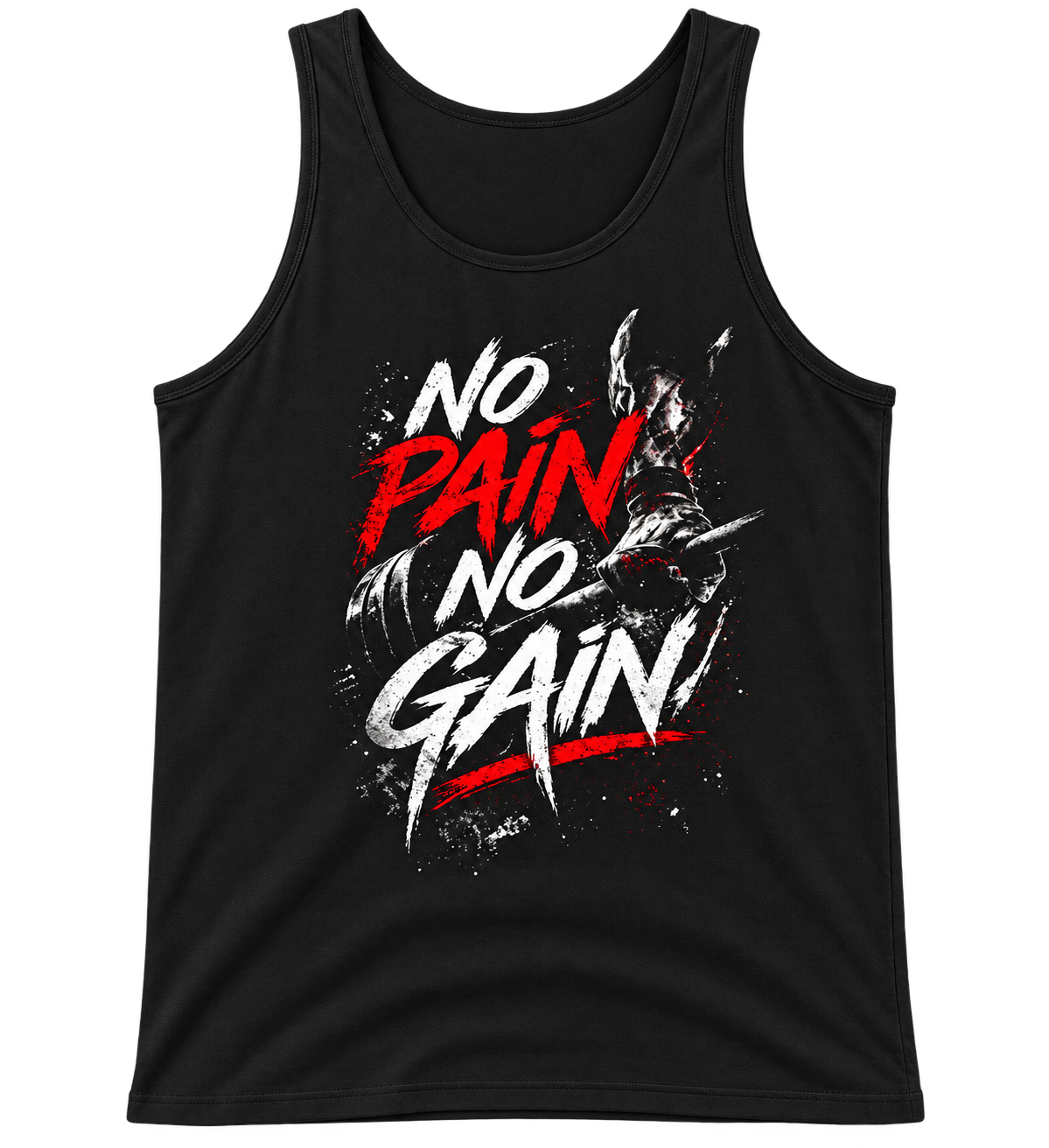 "No Pain No Gain" Grunge Brushstroke Tank Top