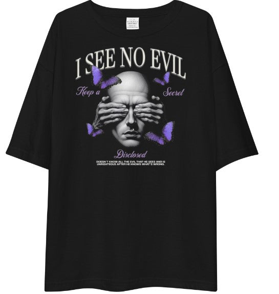 I See No Evil Oversized Graphic T-Shirt – Premium Black Streetwear Tee | 170–180 GSM
