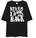 Never Look Back Graphic Oversized T-Shirt – Black Drop Shoulder Streetwear Tee for Men & Women | Youth Republic