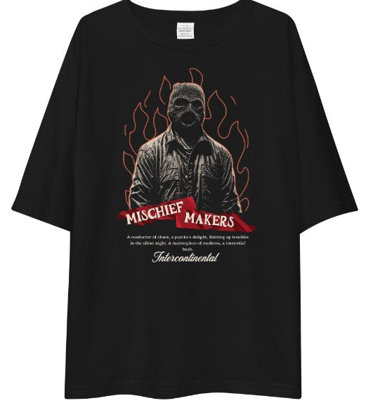 Mischief Makers Oversized Graphic T-Shirt – Premium Black Streetwear Tee | 170-180 GSM