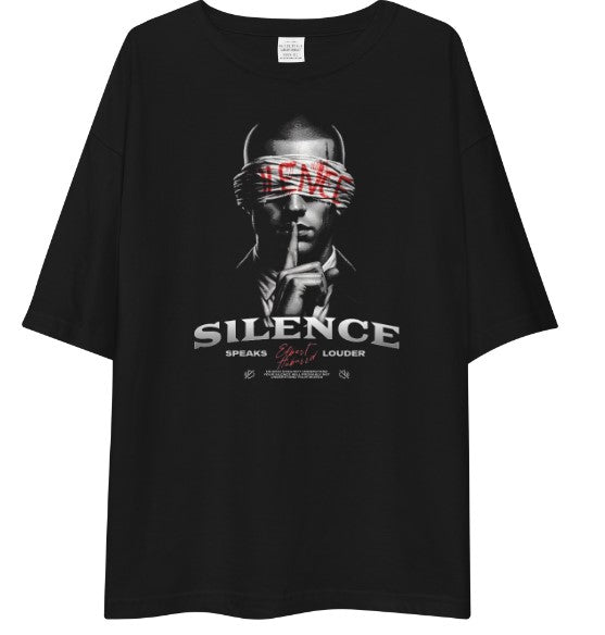 Silence Speaks Oversized Graphic T-Shirt – Premium Black Streetwear Tee | 170–180 GSM