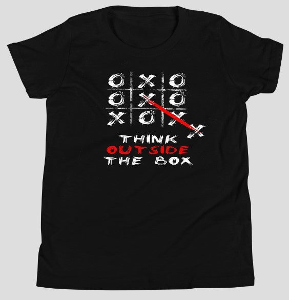 "Think Outside The Box" Tic-Tac-Toe Baby Tee | Women's Creative Motivation Fitted T-Shirt – Black
