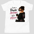 "People Annoyer Not A Pleaser" Sassy Baby Tee | Women's Attitude Coffee Lover Fitted T-Shirt – White