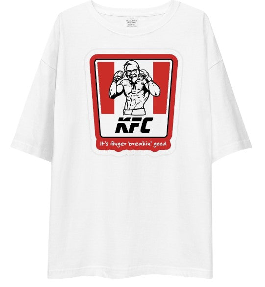 "Finger Breakin' Good" Fighter Parody Drop Shoulder Shirt | Funny Pop Culture Streetwear Tee – White