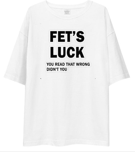 "Fet's Luck" Mind Trick Drop Shoulder Shirt | Viral Optical Illusion Graphic Tee – White