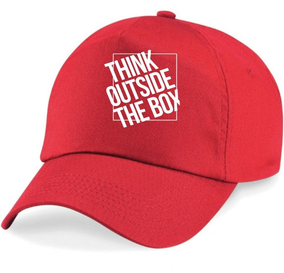 Think Outside The Box Red Baseball Cap | Bold Motivational Dad Hat | Creative Entrepreneur Gift | Adjustable Unisex