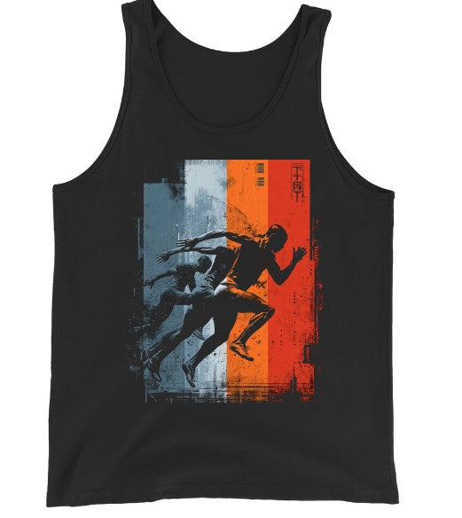 "Sprint Mode" Athletic Runner Tank Top | Men's Gym Motivation Streetwear Vest – Black