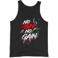 "No Pain No Gain" Grunge Brushstroke Tank Top | Men's Gym Hustle Motivation Streetwear Vest – Black