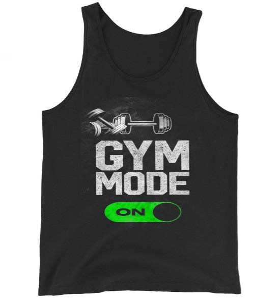 Gym Mode On" Toggle Switch Tank Top | Men's Fitness Motivation Dumbbell Streetwear Vest – Black