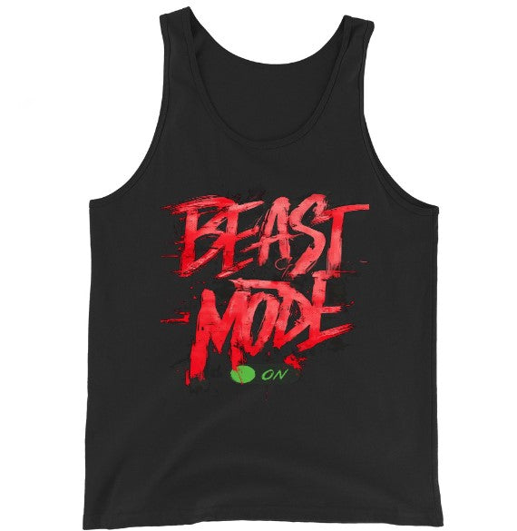 "Beast Mode On" Aggressive Brushstroke Tank Top | Men's Gym Beast Streetwear Vest – Black