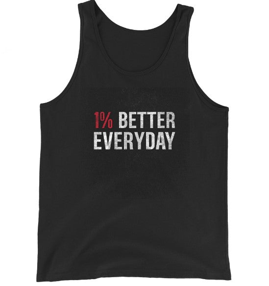 "1% Better Everyday" Compound Growth Tank Top | Men's Discipline Motivation Streetwear Vest – Black