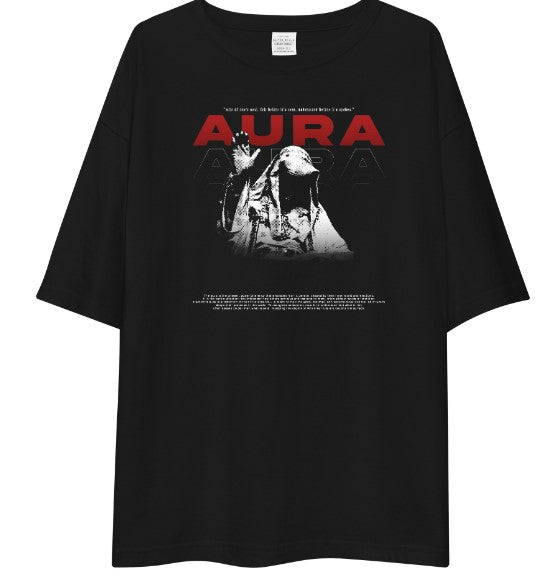 AURA Oversized Graphic Drop Shoulder T-Shirt – Black | Premium Streetwear Tee