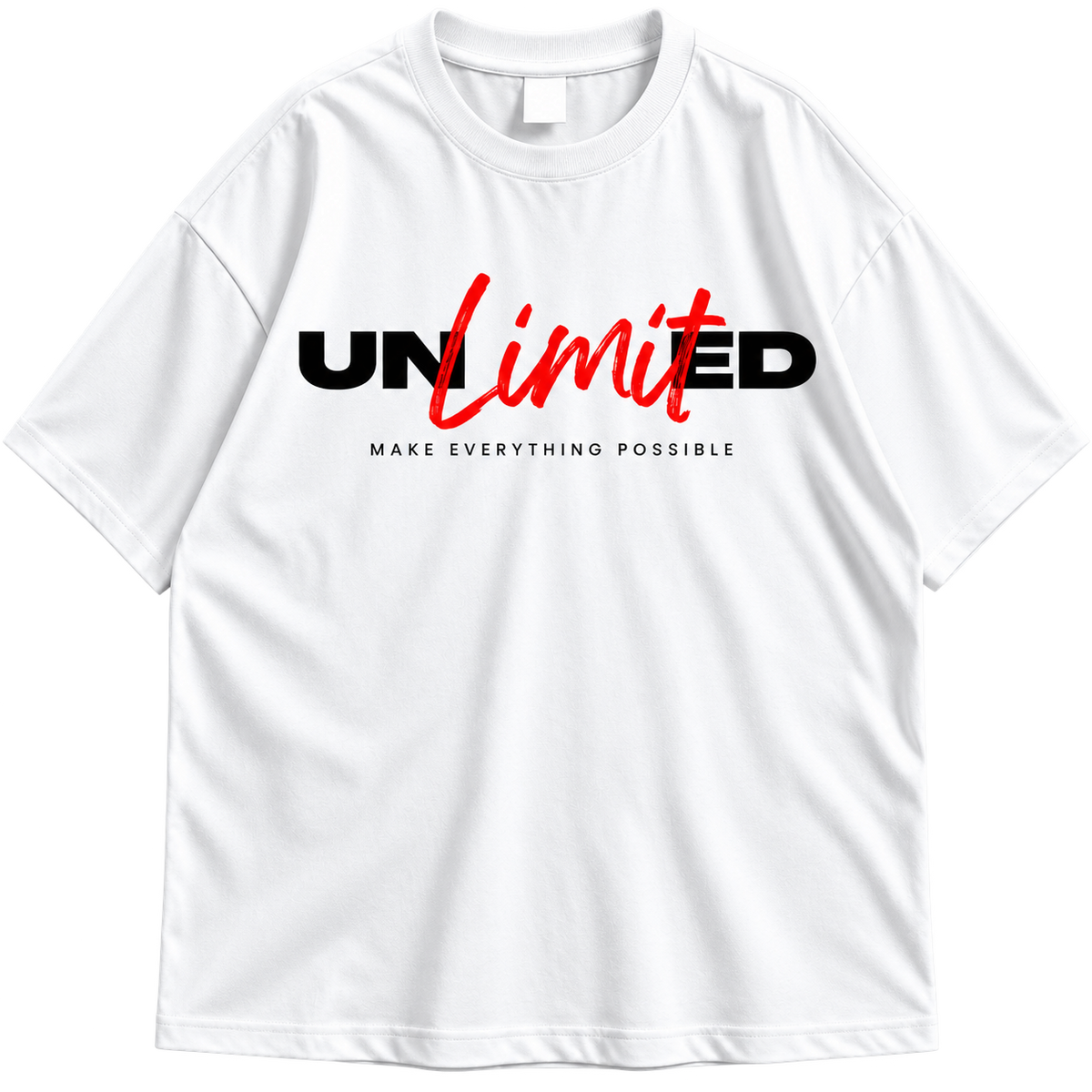 Unlimited Graphic Drop Shoulder T-Shirt – White Oversized Streetwear Tee