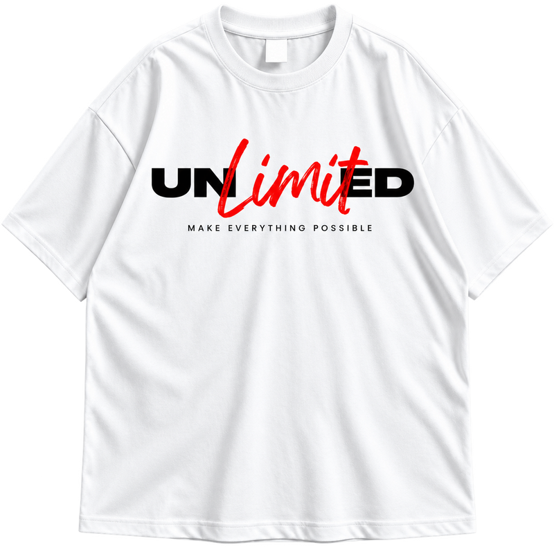 Unlimited Graphic Drop Shoulder T-Shirt – White Oversized Streetwear Tee