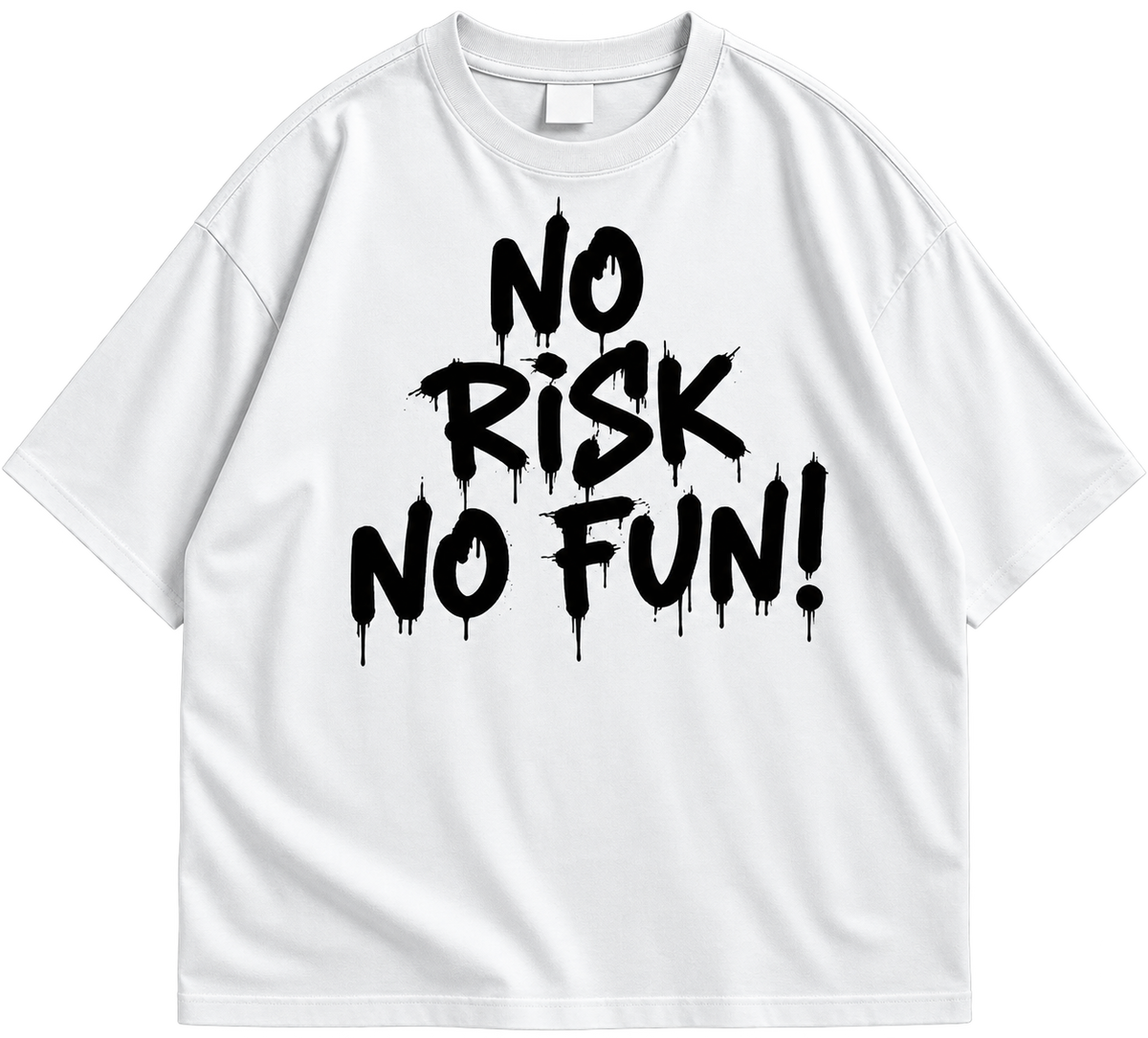 No Risk No Fun Graffiti Graphic Drop Shoulder-Shirt