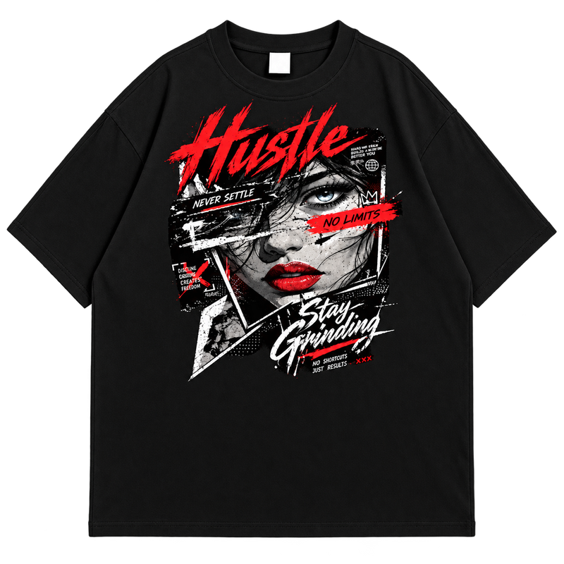Hustle Graphic Oversized Drop Shoulder