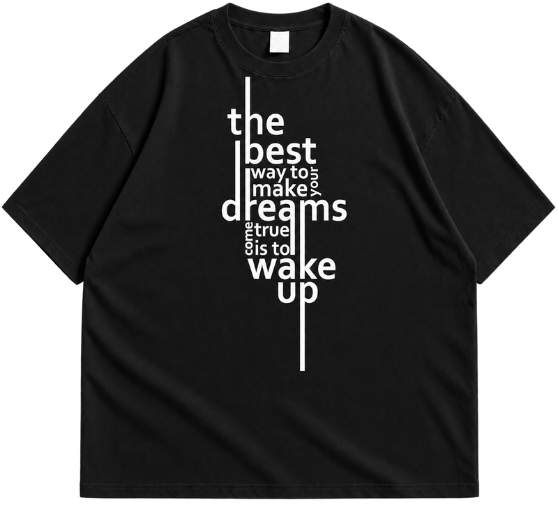 "Wake Up & Chase Dreams" Drop Shoulder Shirt  Graphic Tee