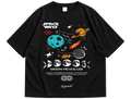 Space Galaxy Graphic Drop Shoulder T-Shirt – Black Oversized Streetwear Tee