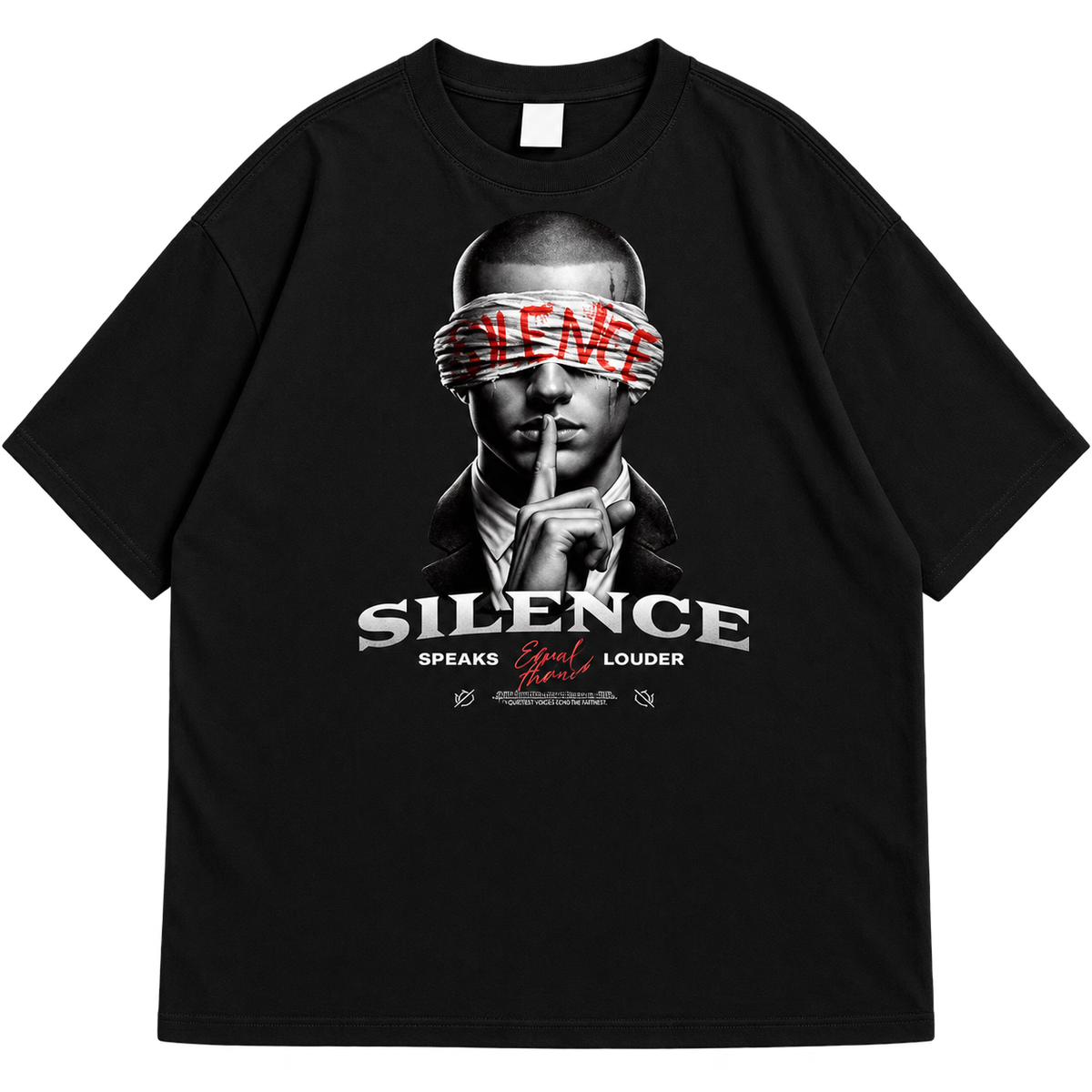 Silence Speaks Drop Shoulder Graphic Streetwear Tee