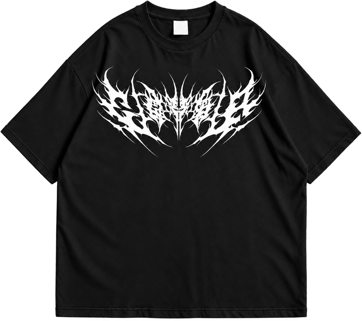 Metal Wing Graphic Drop Shoulder T-Shirt – Black Oversized Streetwear Tee