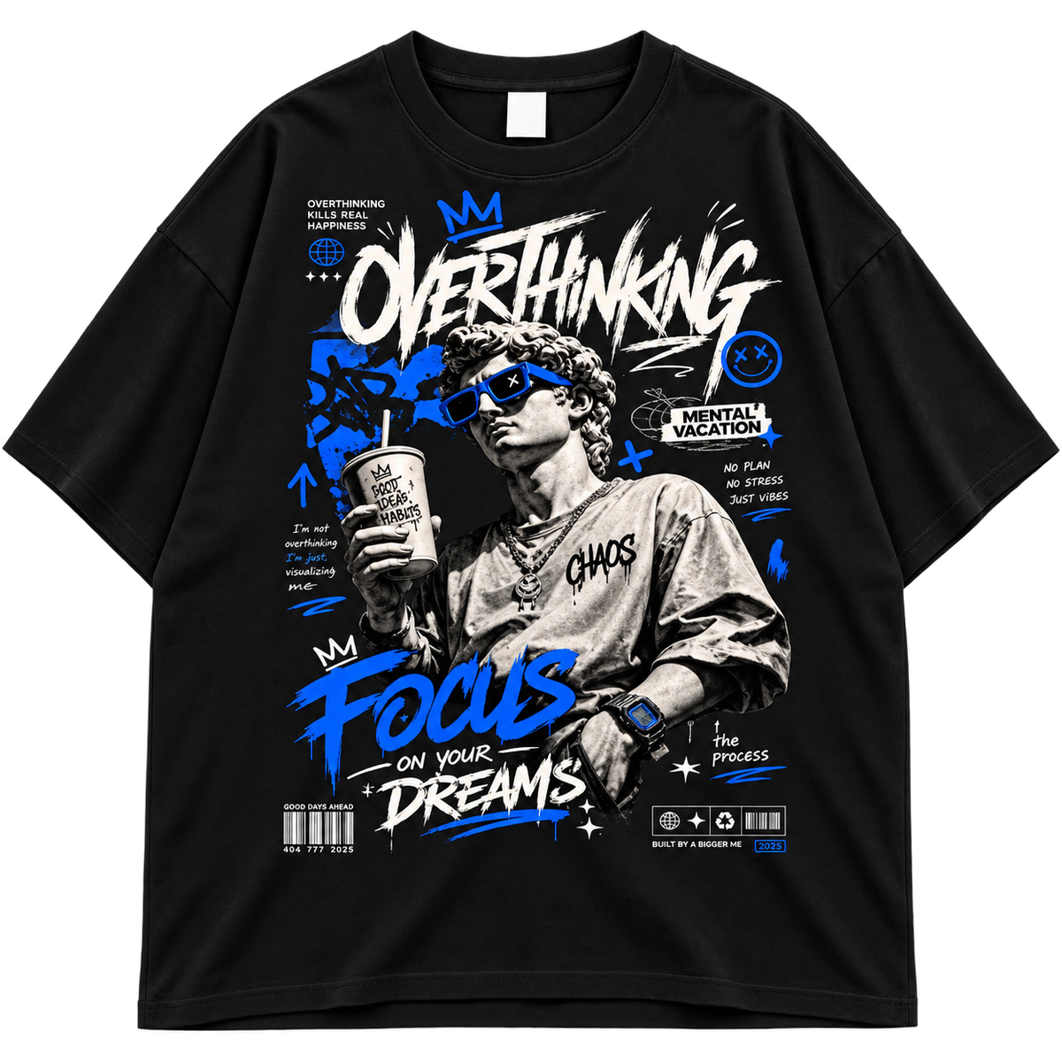 Oversized Graphic Drop Shoulder T-Shirt – Black Streetwear Tee